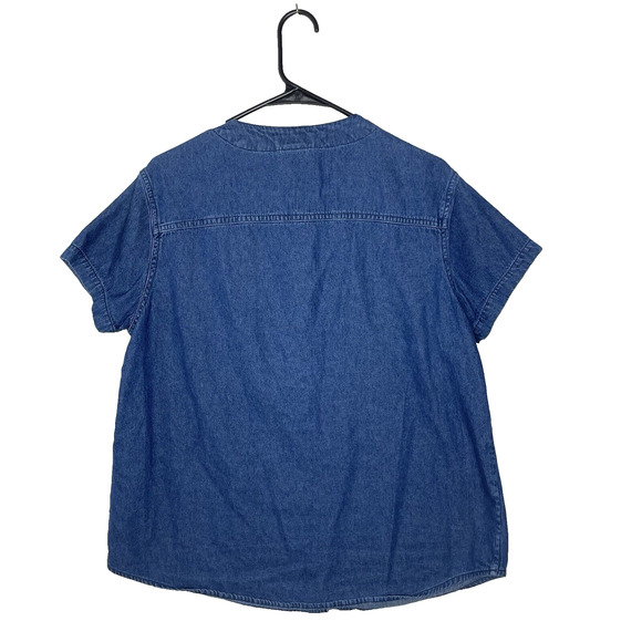 Y2K Vintage Wrangler Womens Shirt L Blue Denim Embroidery Teacher Cottage - Picture 2 of 7